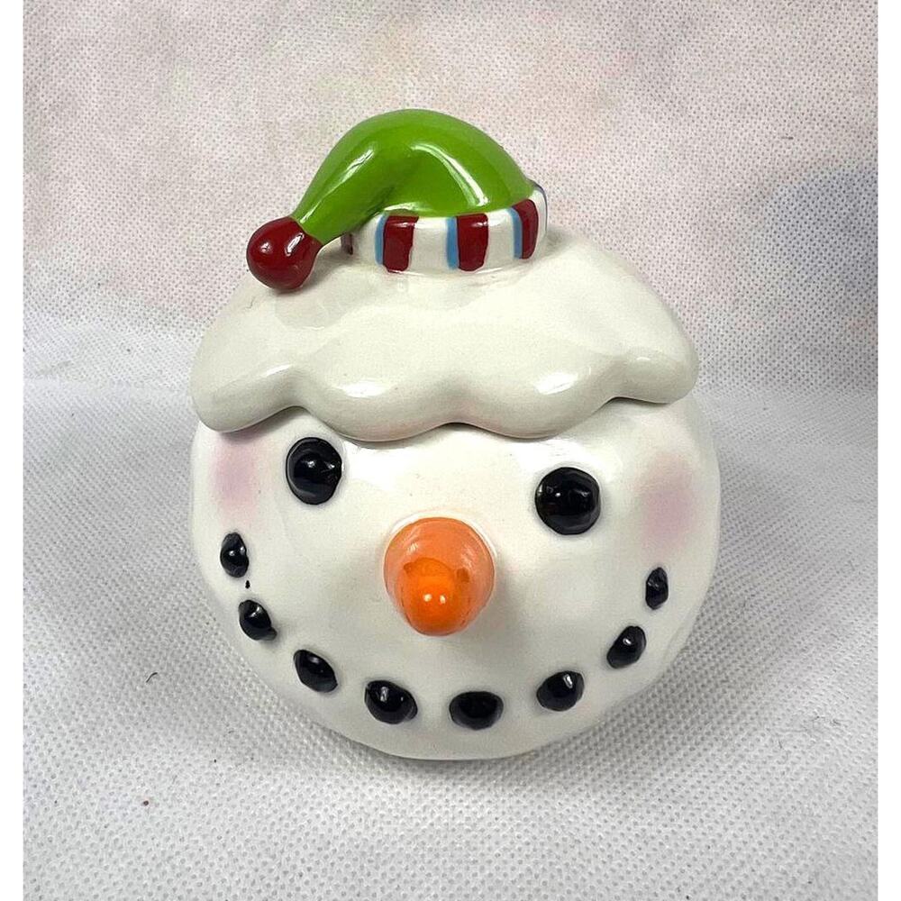 Snowman Candle Holder Jar Decor Festive Hat Grasslands Road Christmas Holiday